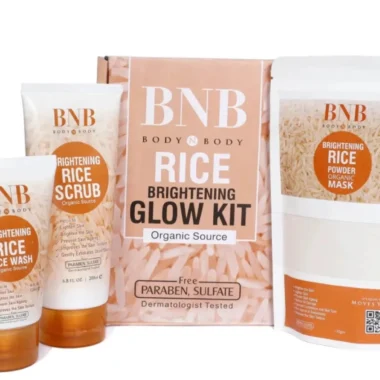 B&B 3 in 1 Brightening Glow Kit Rice Scrub Face Wash + Mask - Rice Extract Bright & Glow Kit | Whitening Rice Facial Skin Care