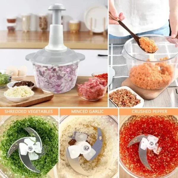 1.5L Push Chopper with 3 Blades - Multi-function Hand Food Processor for Vegetables & Meat - Image 5