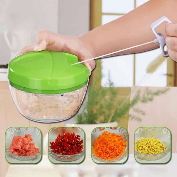 Spin Chopper 5 Blades 900ml - Manual Hand Pull Food Processor for Vegetables & Fruits - Image 5