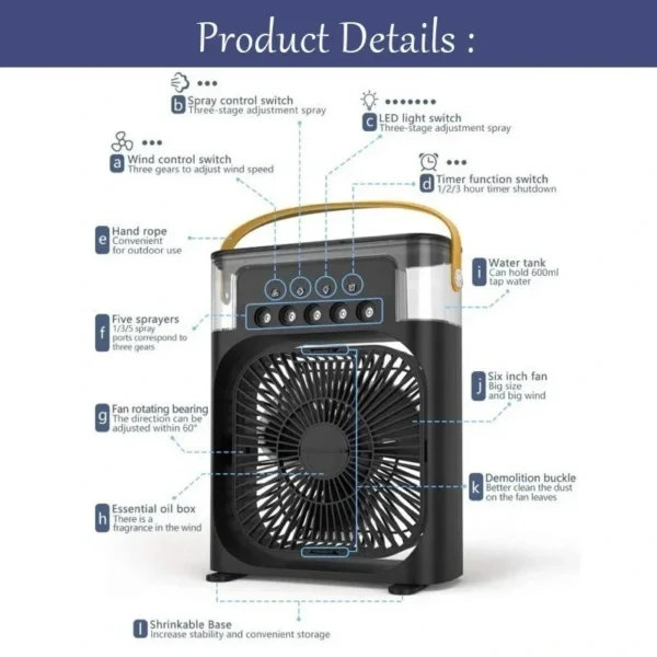 3 In 1 Desk Cooling Fan Spray Fan - Image 8